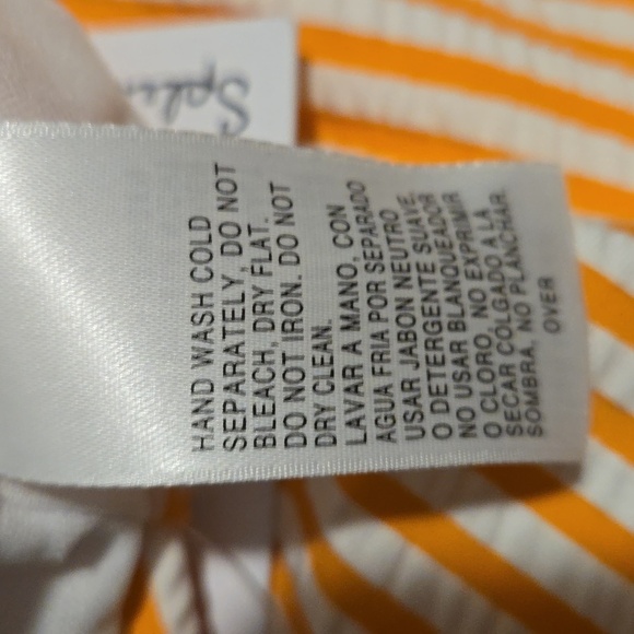 Splendid Orange and White Stripe Seersucker One-piece Zip Front Swimsuit Size S - Picture 10 of 13